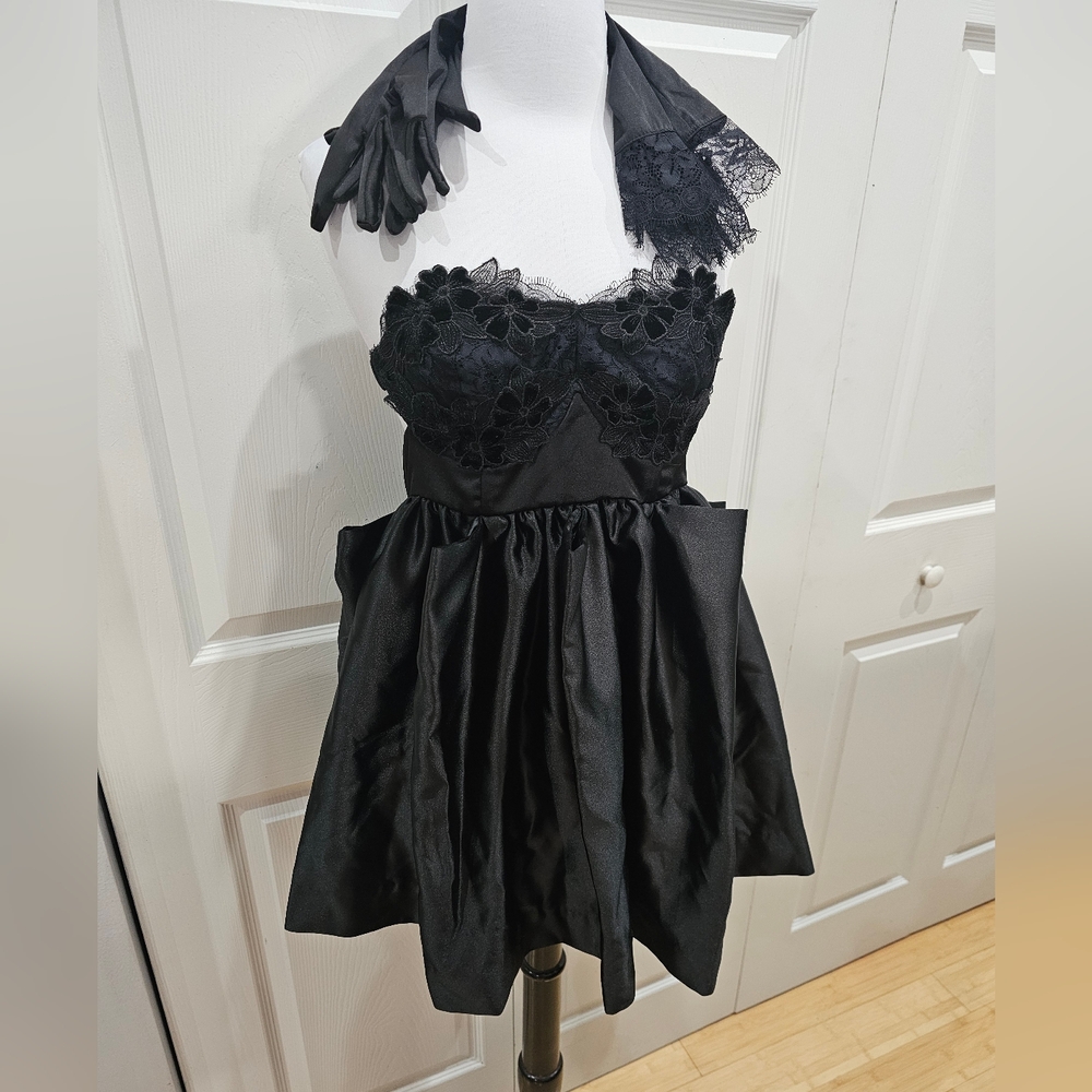 ~SOLD~ Dolls Kill For Love and Lemons Black Lace Virginia Mini Dress w Gloves S - Picture 2 of 10